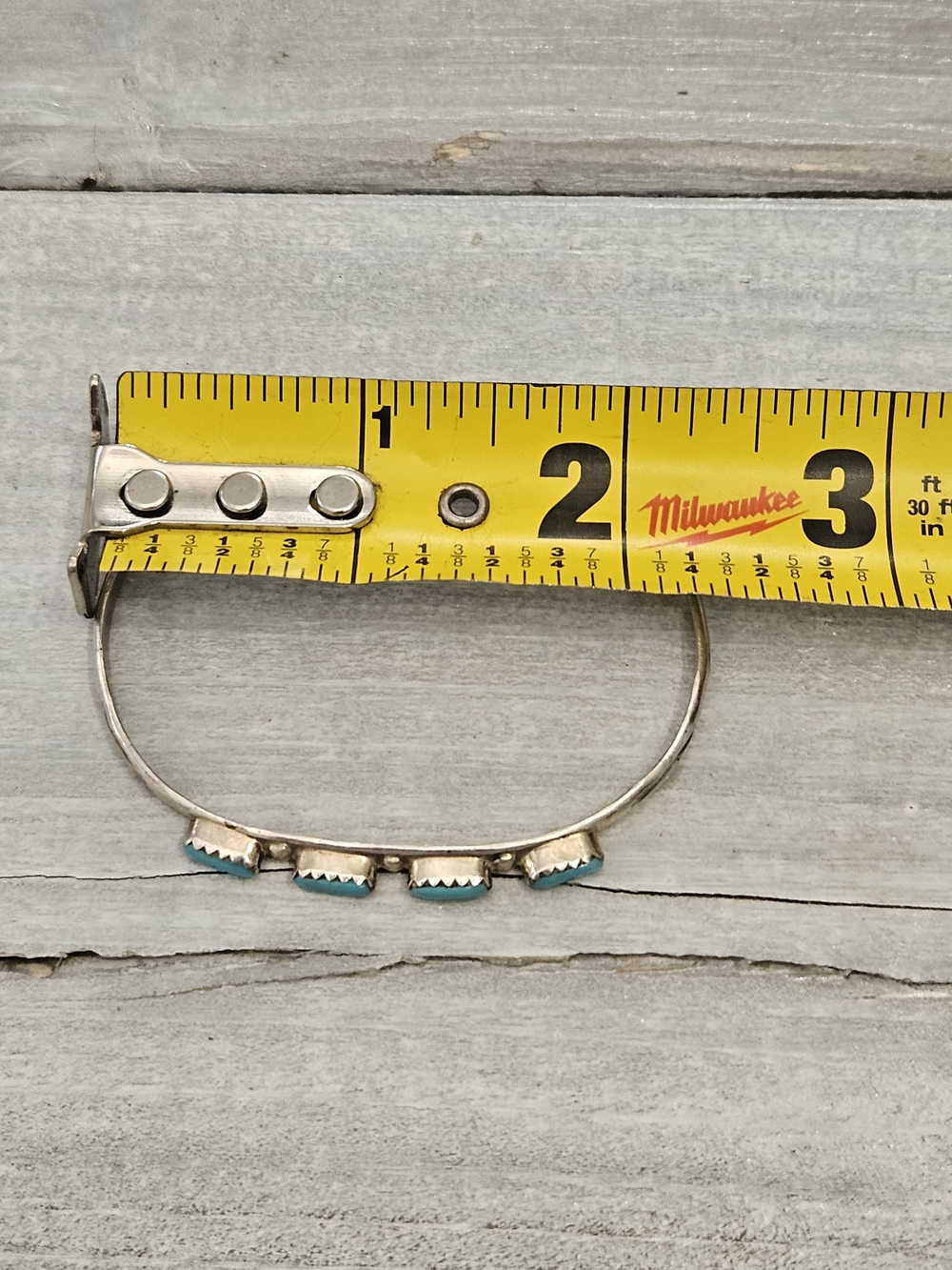 Sterling Turquoise Cuff w/ Engraved Detailing - Picture 10 of 11